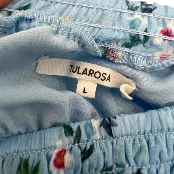 Tularosa Rosie Top Cropped Blouse Carolina Blue Floral Coastal Tropical size L - Picture 9 of 11